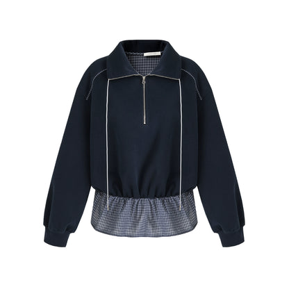 Contrasting Stand Collar Sweatshirt