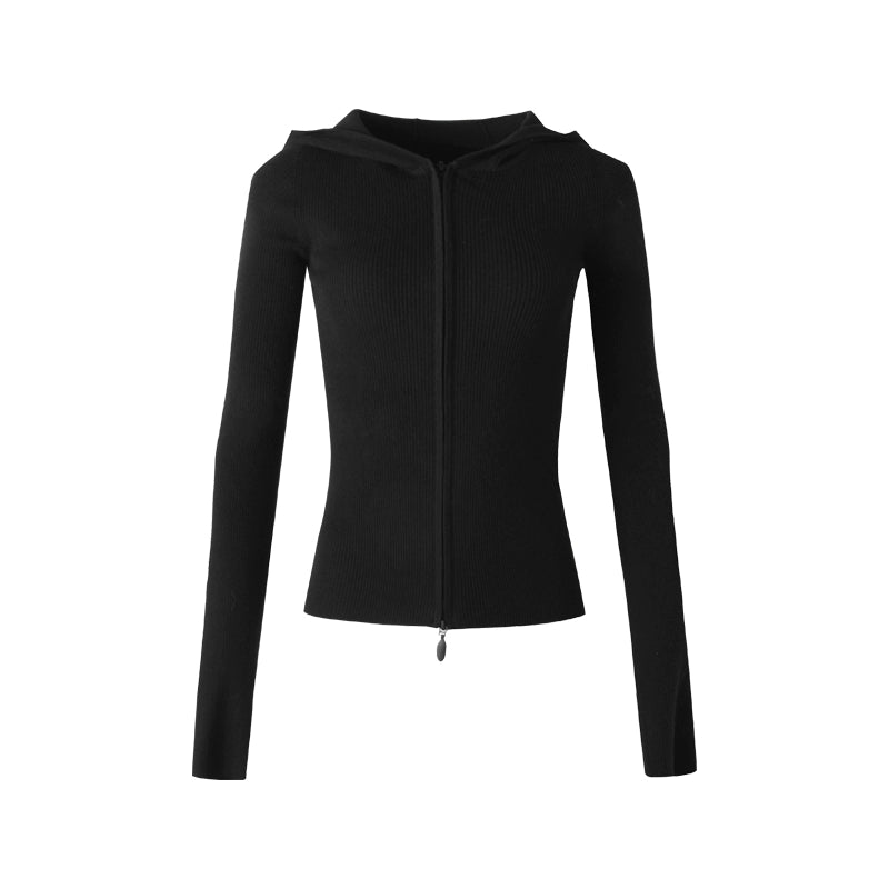 Wool Blend Hooded Cardigan