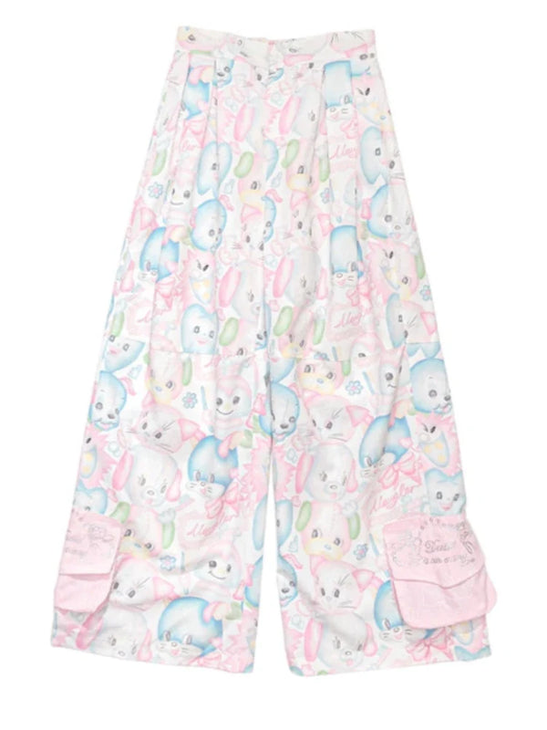 Printed wide leg pants