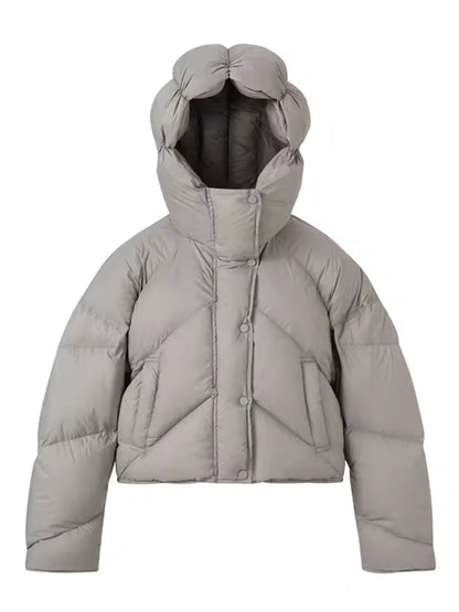 Hooded short down jacket