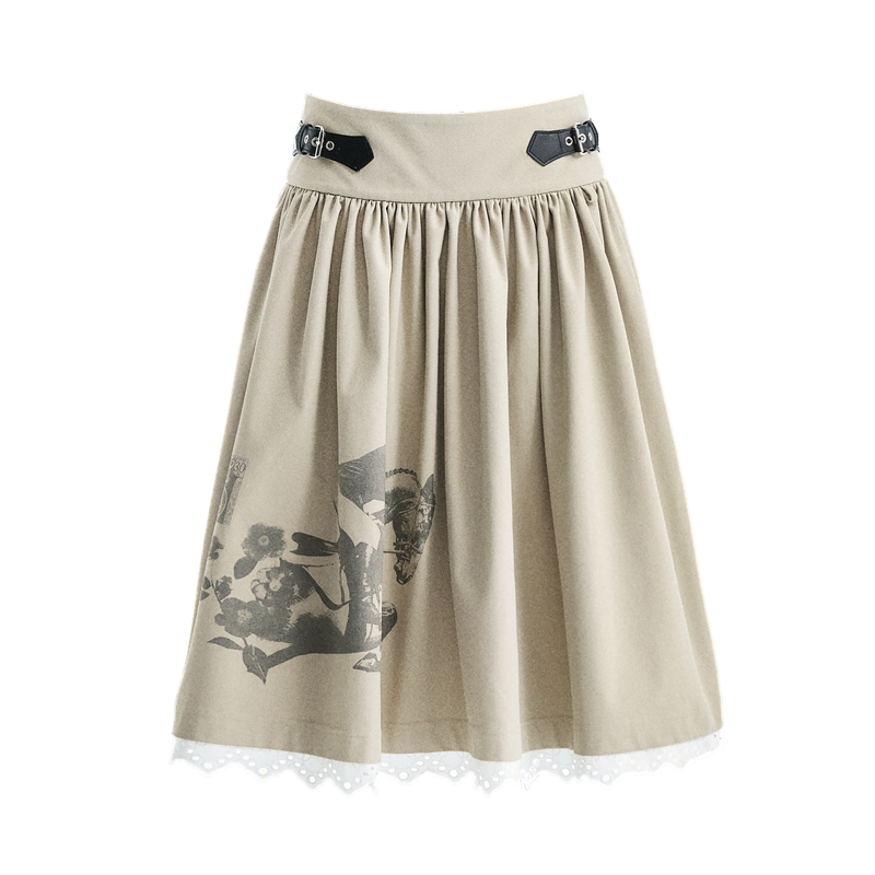 Light Gray Lace Pleated Skirt