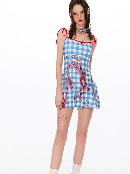 Plaid trap waist dress