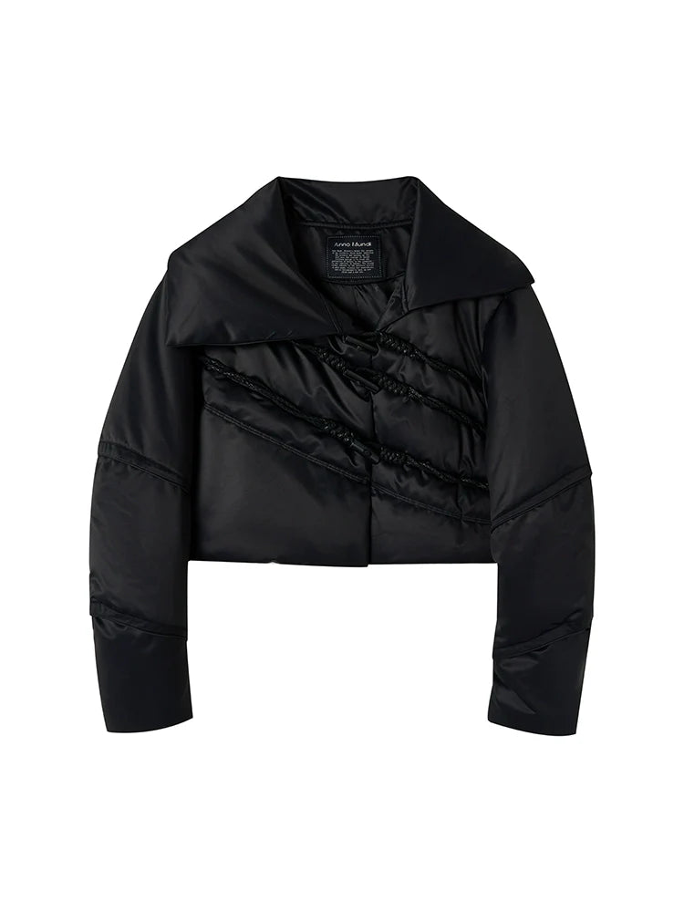 Diagonal Buckle Black Short Jacket