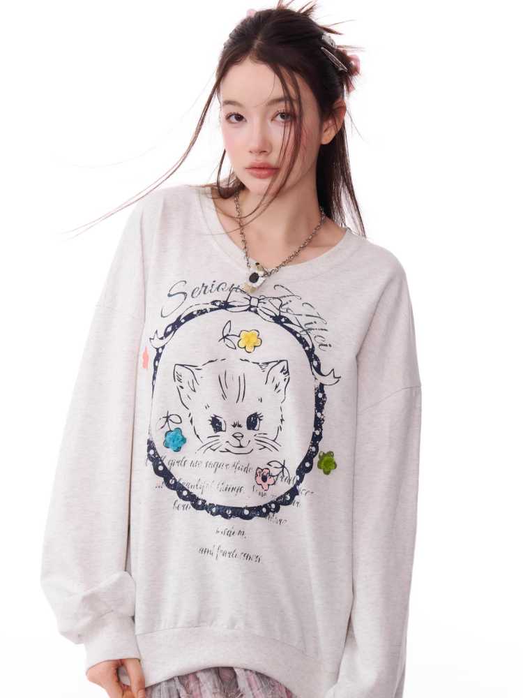 Cat print sweatshirt