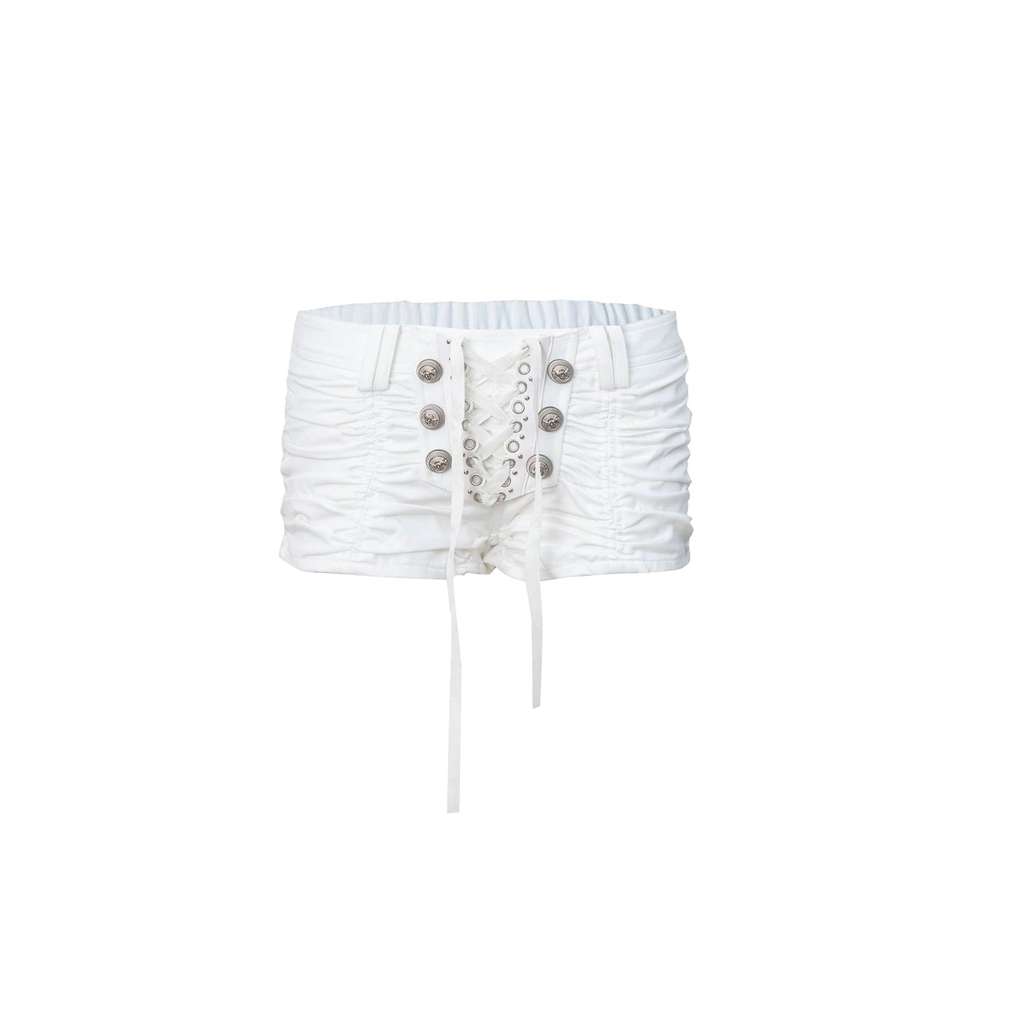 Retro Lace-Up Pleated Shorts