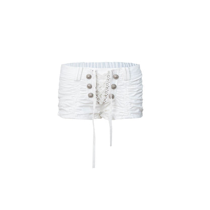 Retro Lace-Up Pleated Shorts