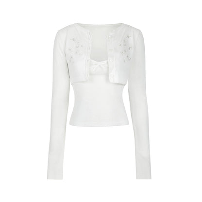 Sweet Embroidered Knitwear Set