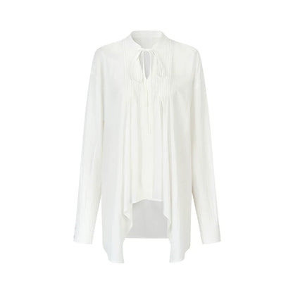 White Fluff Pleated Shirt