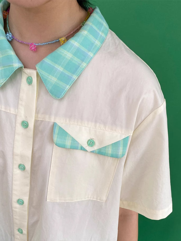 Retro loose short sleeve shirt