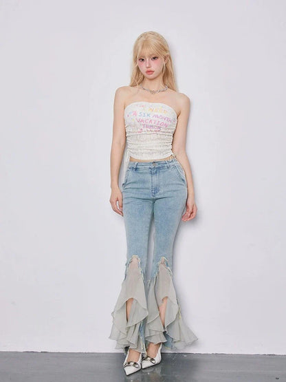 Hand-drawn print tube top