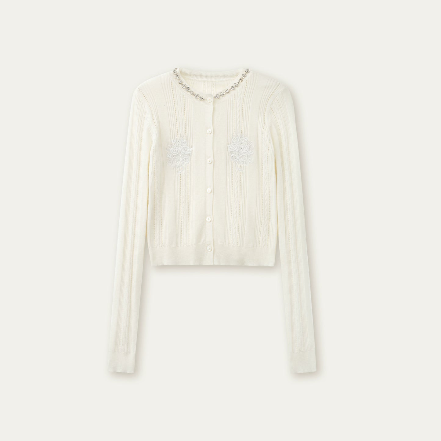 Rose Embroidery Knitted Cardigan