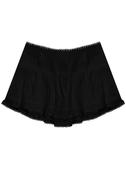 High waist lace a-line short skirt