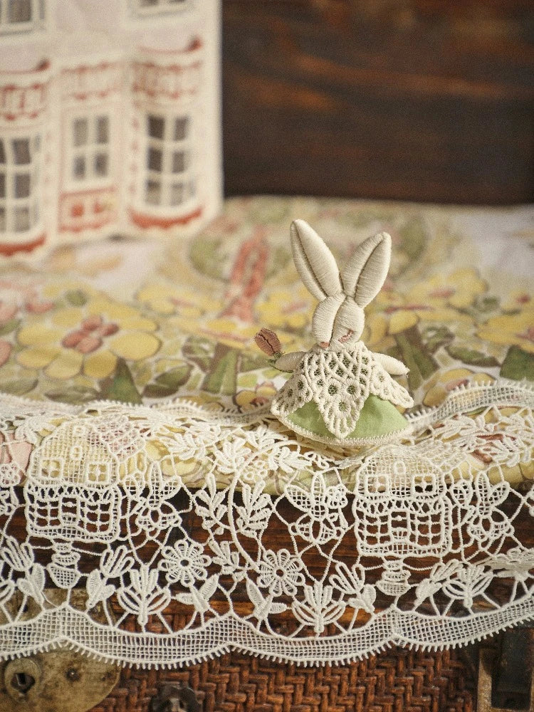 Bunny embroidery brooch