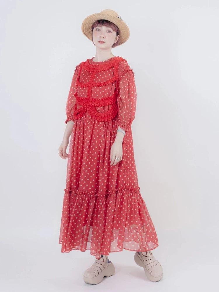 Vintage style dot chiffon dress