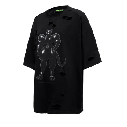 Black Cat Waist T-Shirt