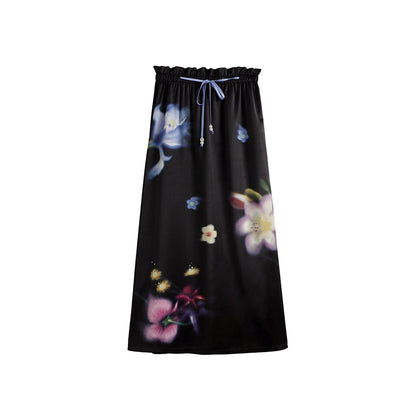 Wild Flower Satin Print Skirt