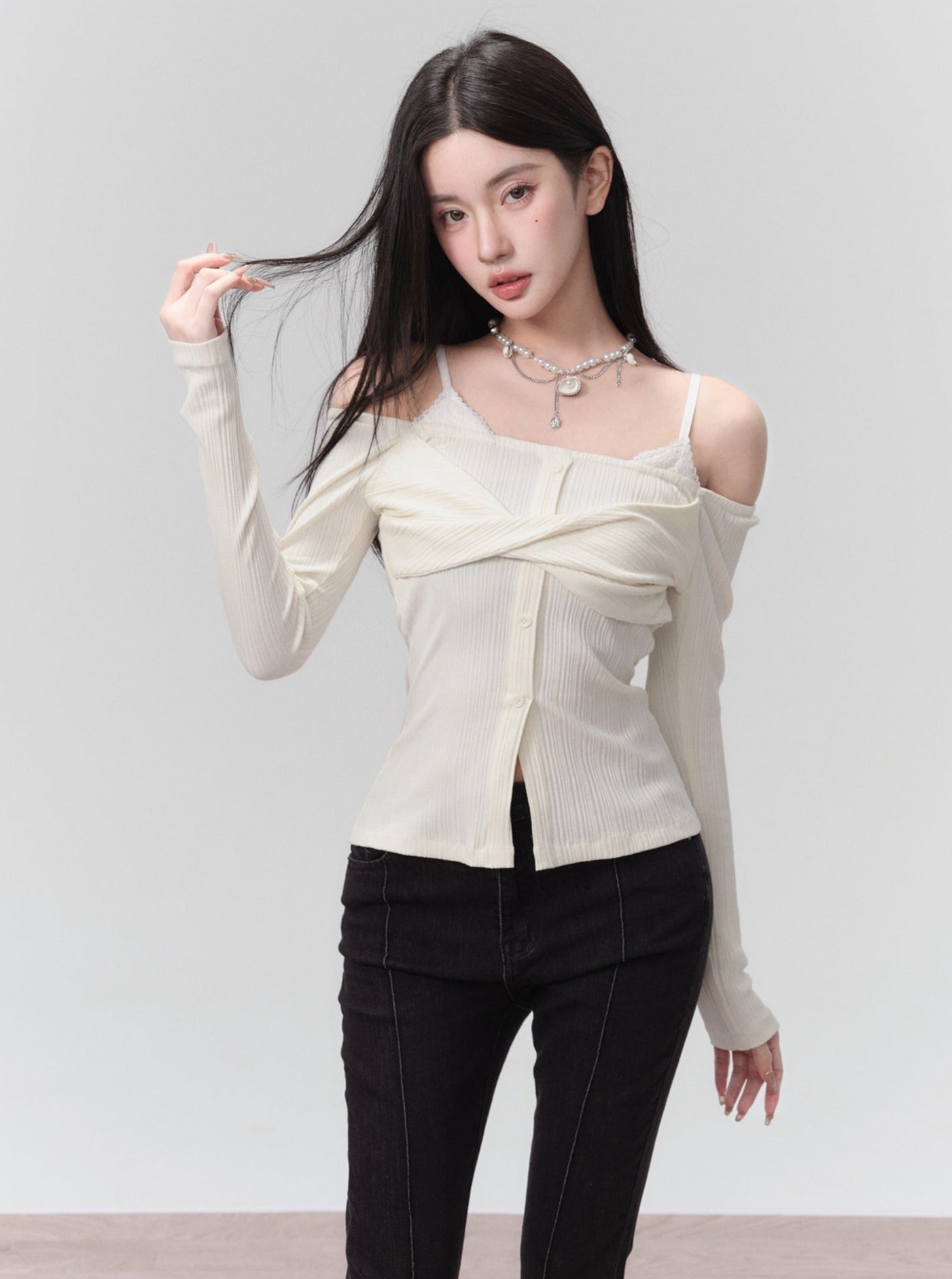 One-Shoulder Two Knot Top