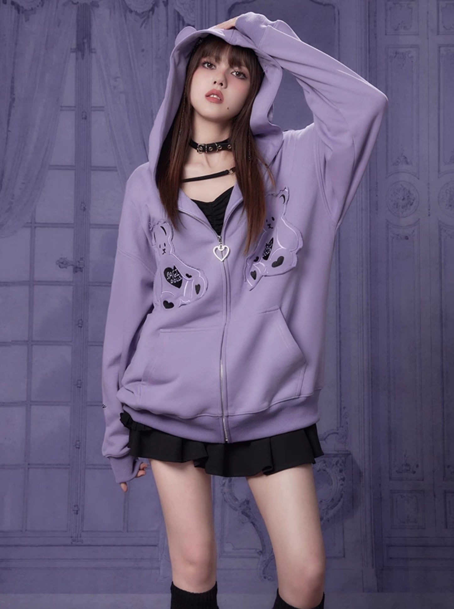 sweet purple bear sweats jacket