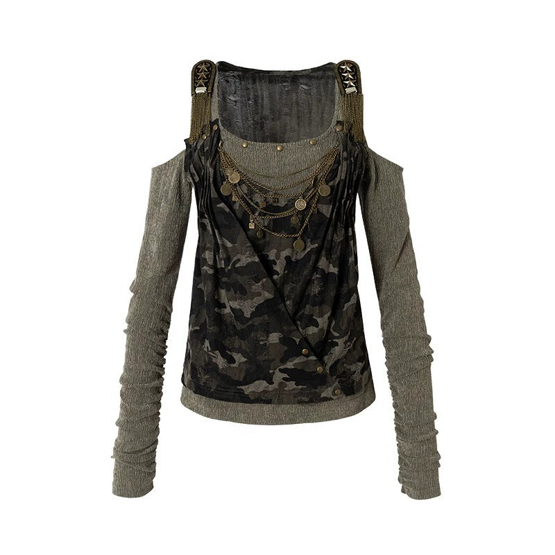 Leaky Shoulder Long Sleeve Top