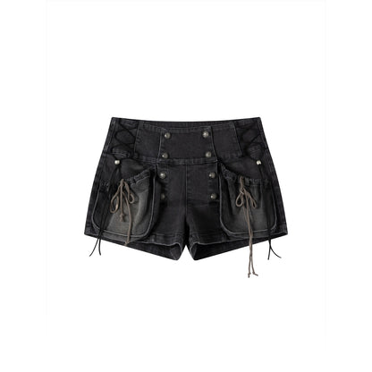 Autumn Flower Bud Denim Shorts