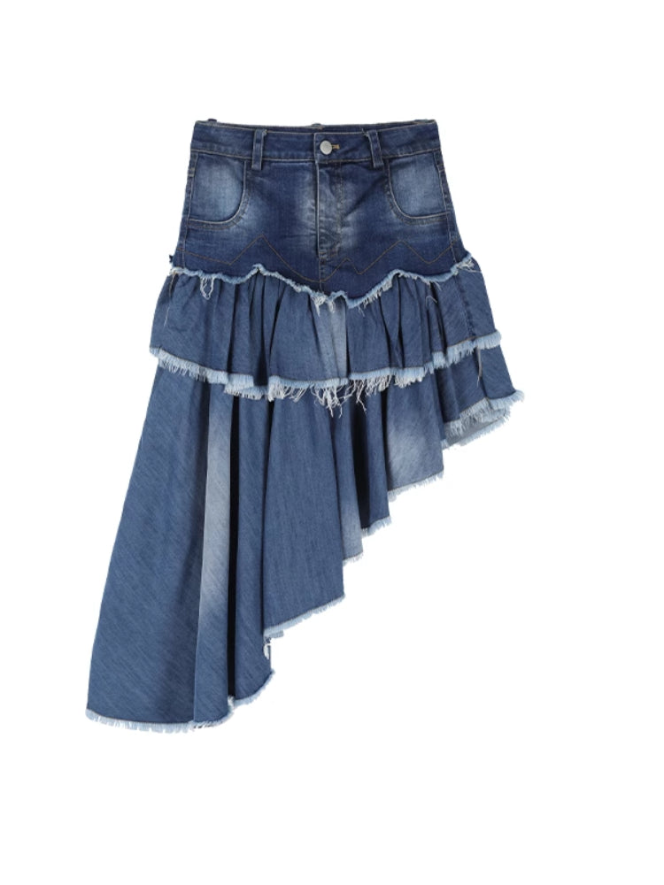 A-line denim skirt