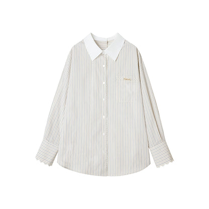 Long Sleeve Loose Striped Shirt