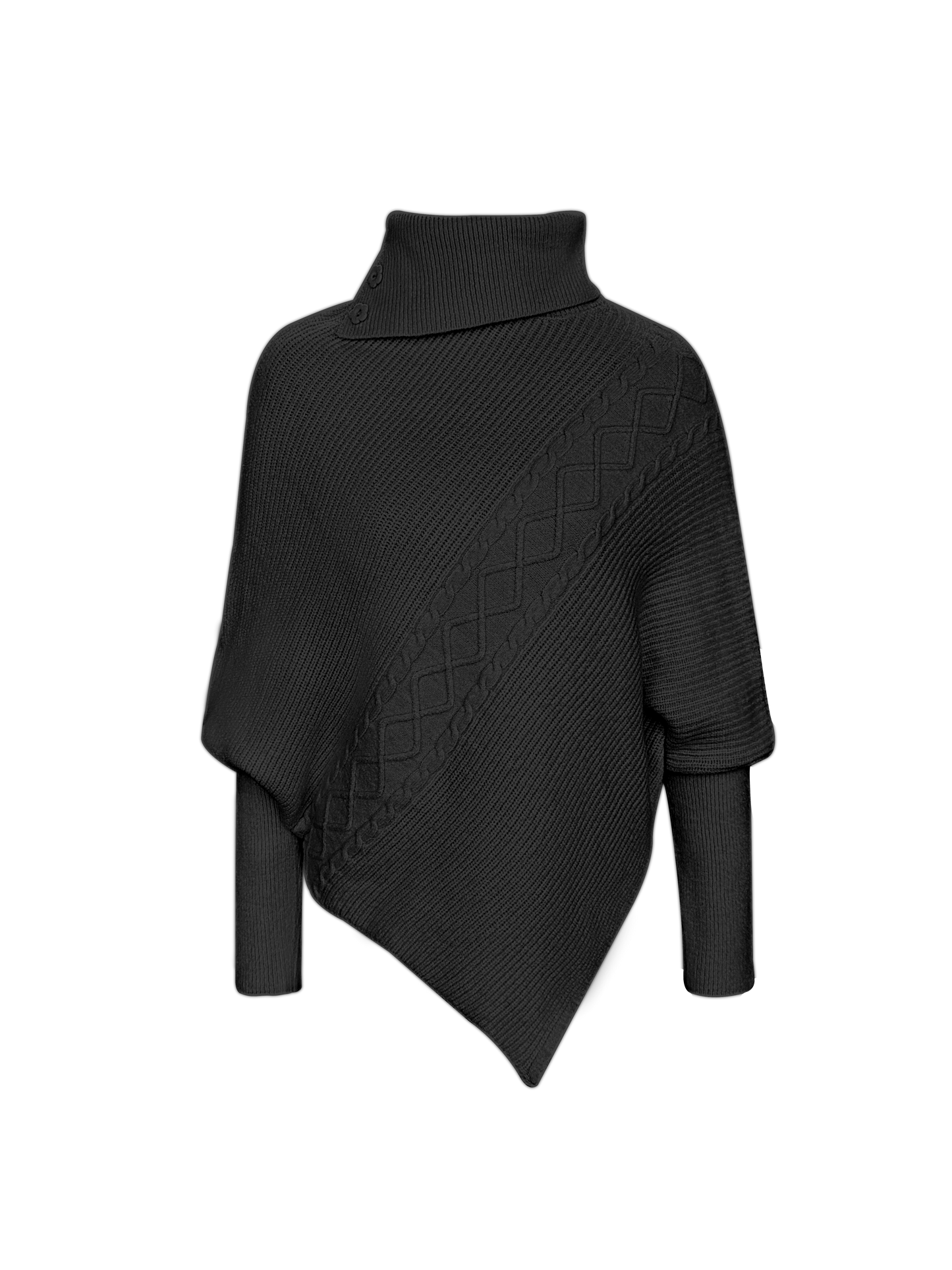 Asymmetrical Hem Bat Sleeve Cape Top