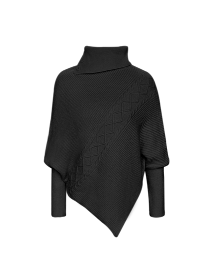 Asymmetrical Hem Bat Sleeve Cape Top