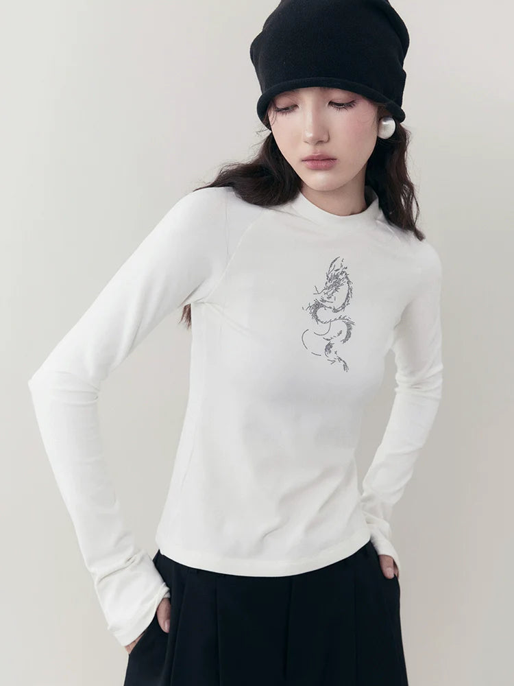 Dragon Round Neck Bottom Knit Tops