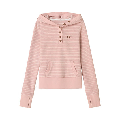 Pink Striped Merino Wool Hoodie