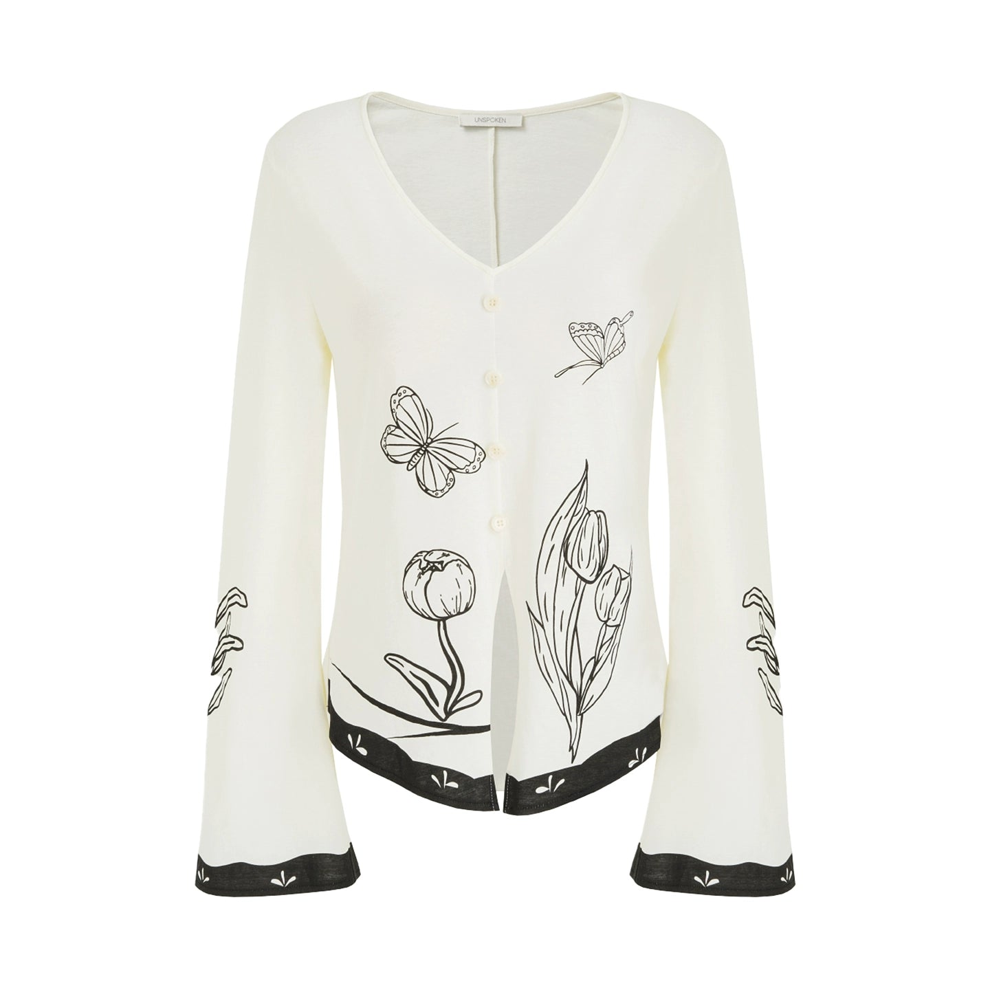 New Artistic Print V-Neck Knitwear