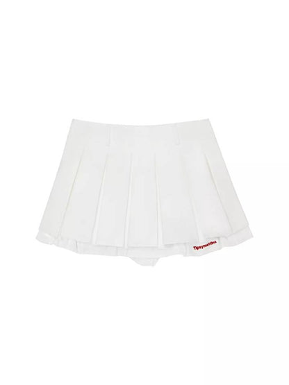 Polo knit short sleeves and pleated skirt