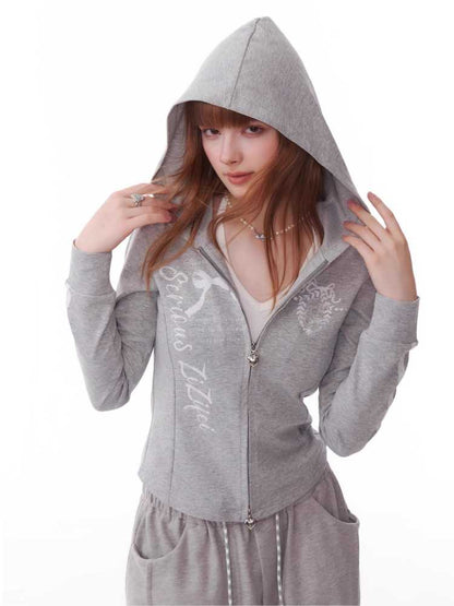 Slim hooded zipper sweatshirt