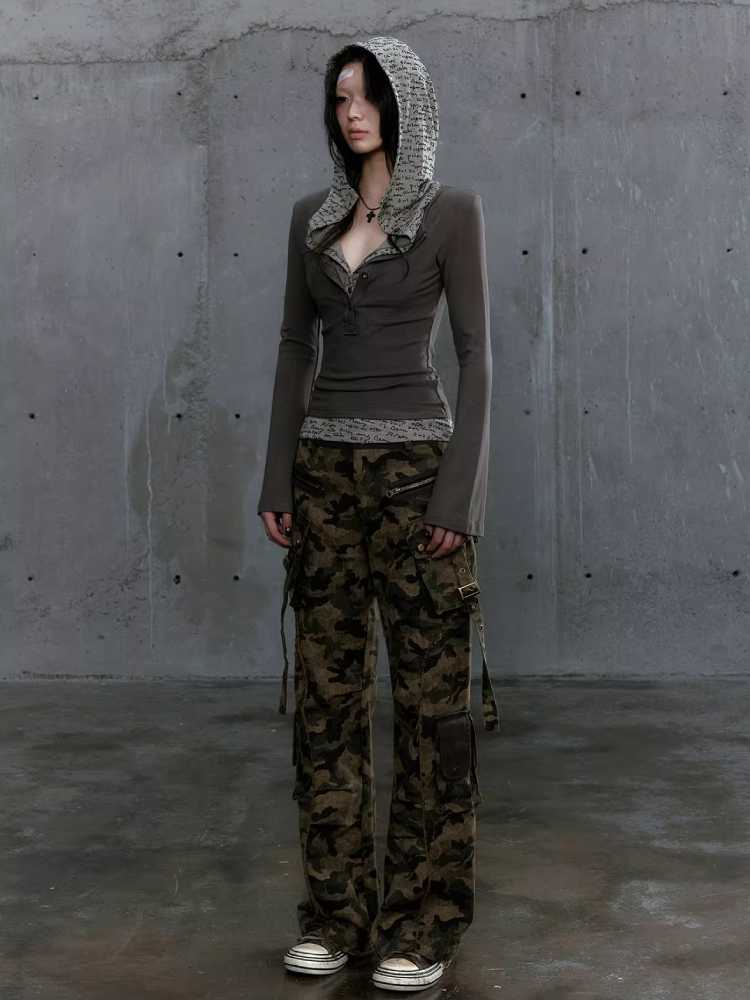 Camouflage multi-pocket pants