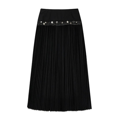 high-waisted pleated skirt