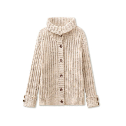 Ribbed Knitted Stand Collar Sweater