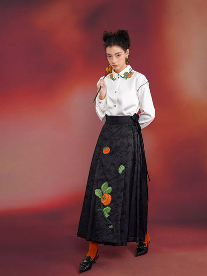 Chinese embroidery satin skirt