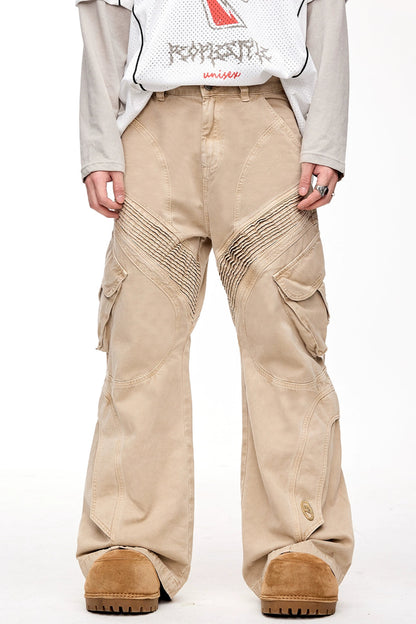 Bootcut Pleated Cargo Pants