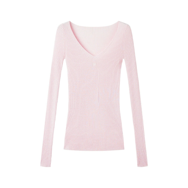 Mercerized Wool V-Neck Top