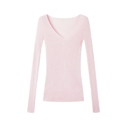 Mercerized Wool V-Neck Top