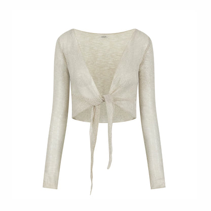 Shiny Silk Sheer Cardigan