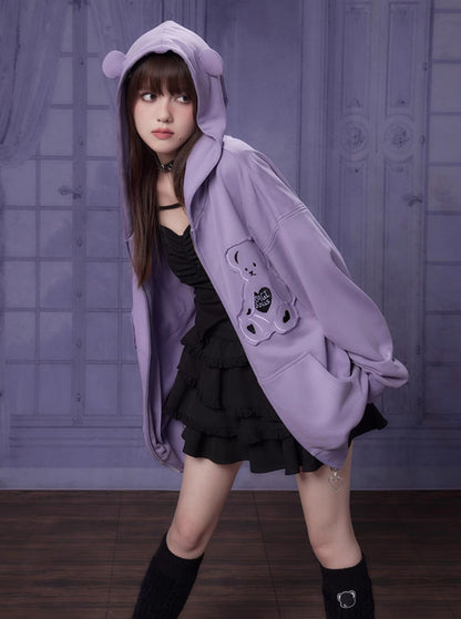 sweet purple bear sweats jacket