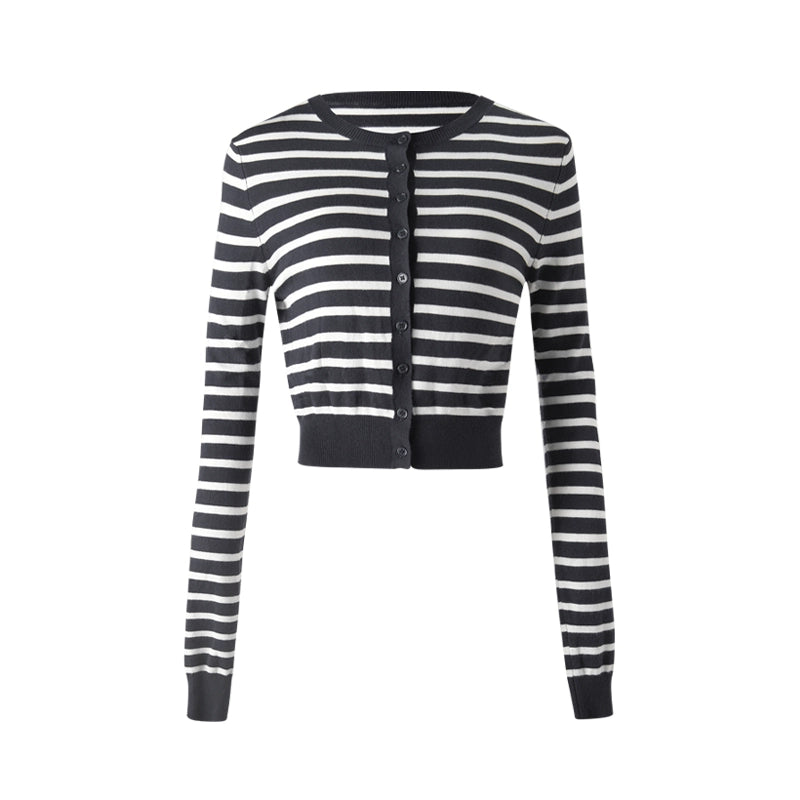 Striped Color-Block Knitted Cardigan