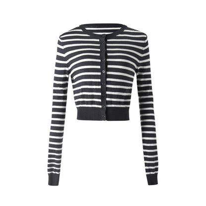Striped Color-Block Knitted Cardigan