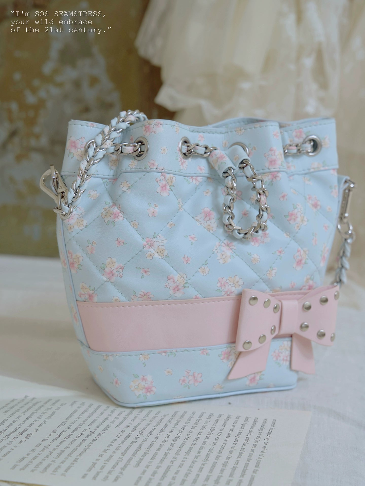 Floral Diamond Bucket Bag