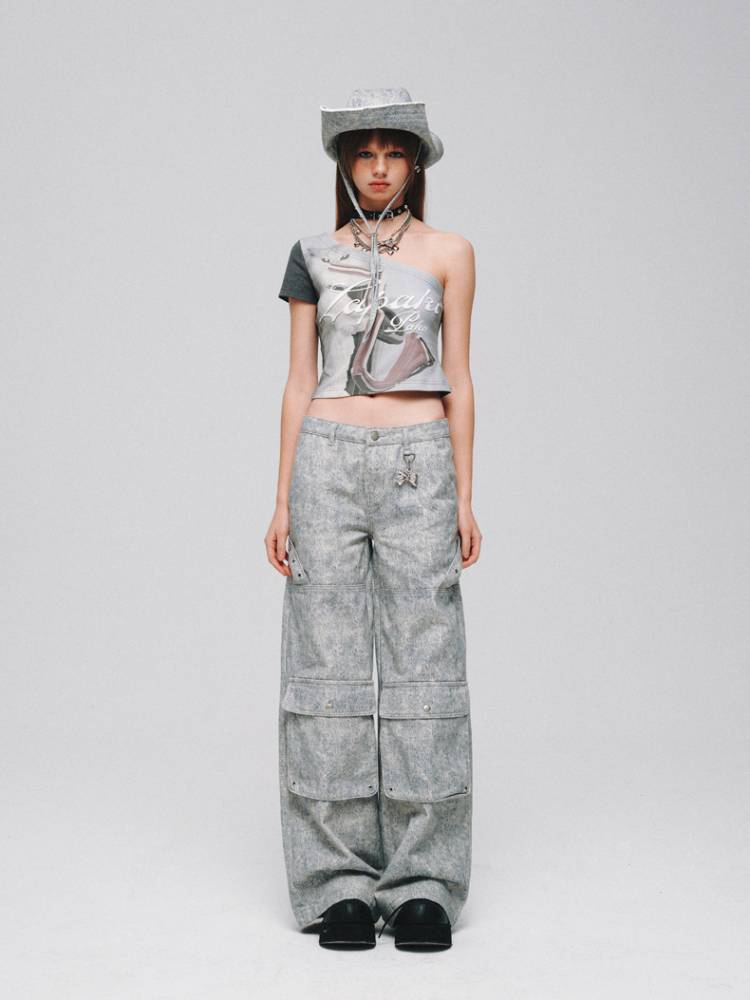 Low waist shapework denim pants