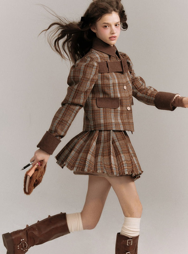 Plaid Belted Coat