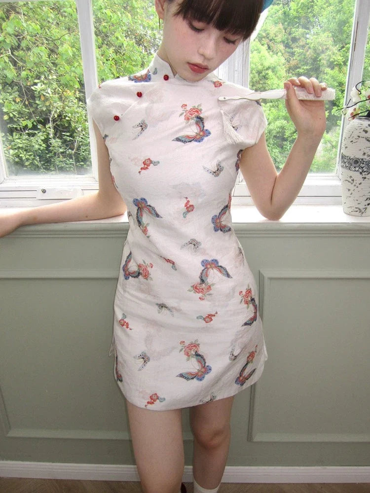 Printed cheongsam dress