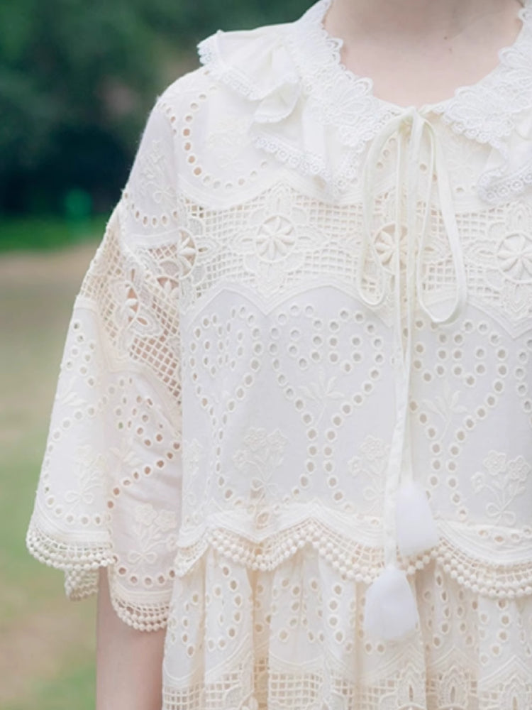 Embroidered woven lace dress