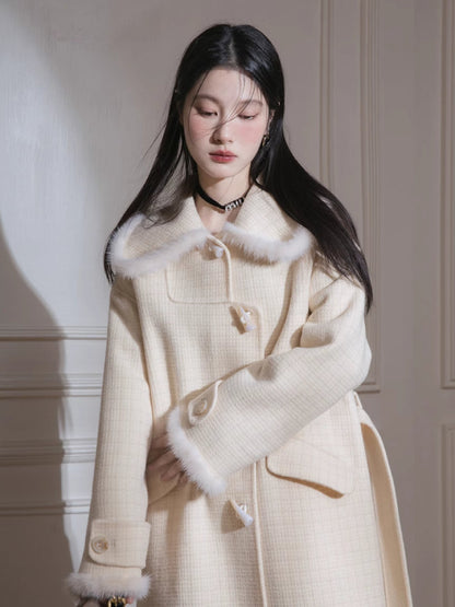 Mink long wool coat